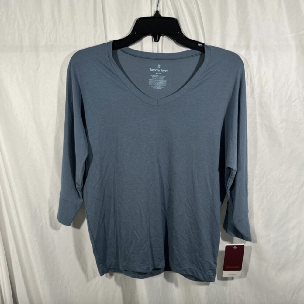 NWT $58 Tommy John Second Skin 3/4 Sleep Tee in China Blue S small